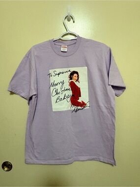 Supreme Lavender Tee with Red Holiday Photo Graphic